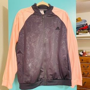 Adidas Pink and Black Floral Print Jacket